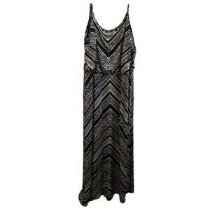 Cache Maxi Dress, Women's Large, Chevron Pattern, Adjustable Straps